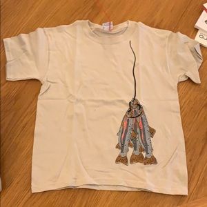 Youth fishing tan t shirt